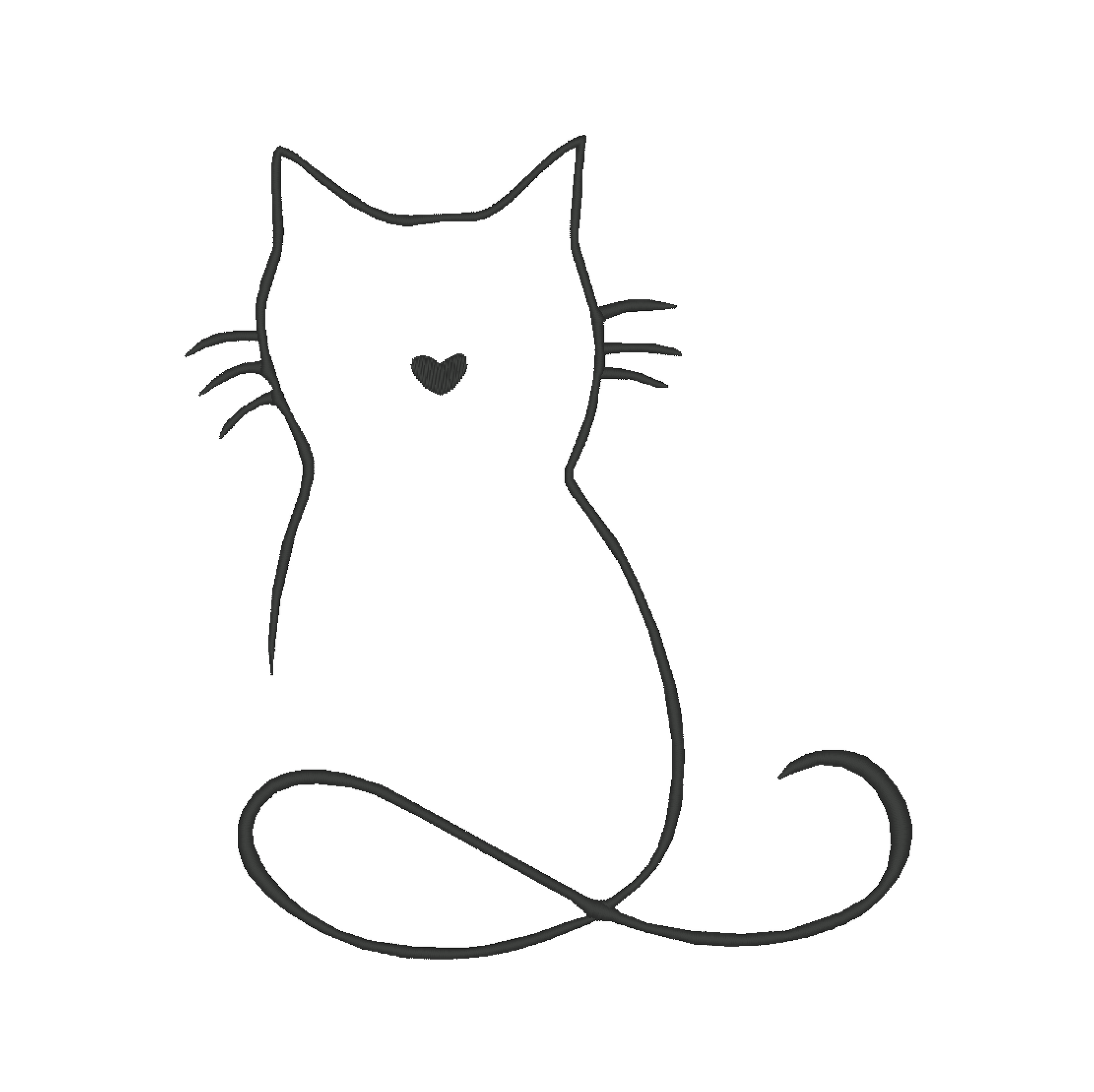 Cat Outline Machine Embroidery Design 