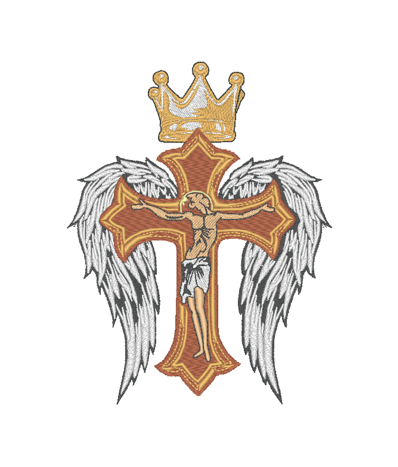 Christian Cross Wings Crown machine embroidery esign