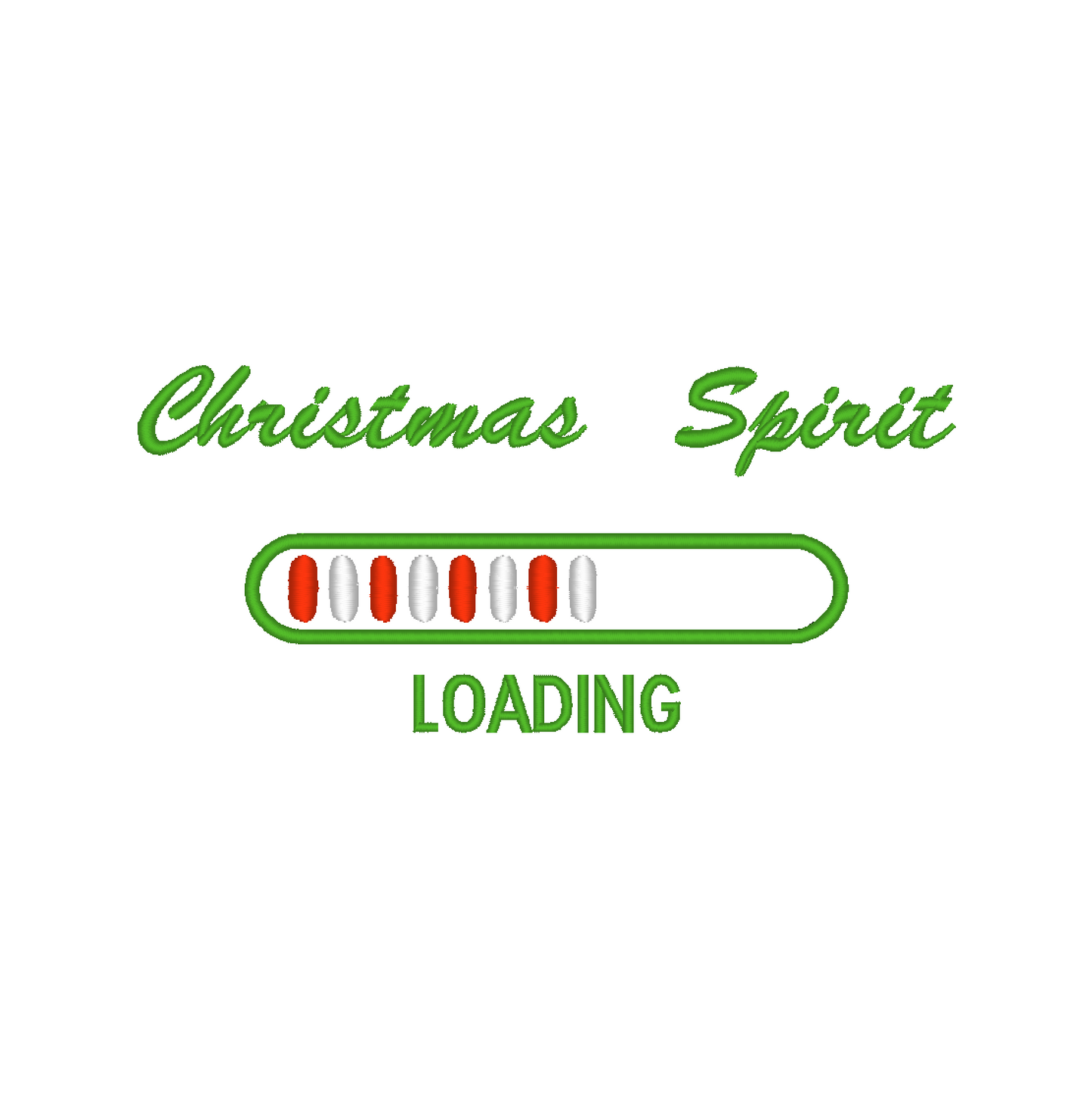 Machine embroidery design: "Christmas Spirit Loading" – Festive and whimsical holiday-themed text