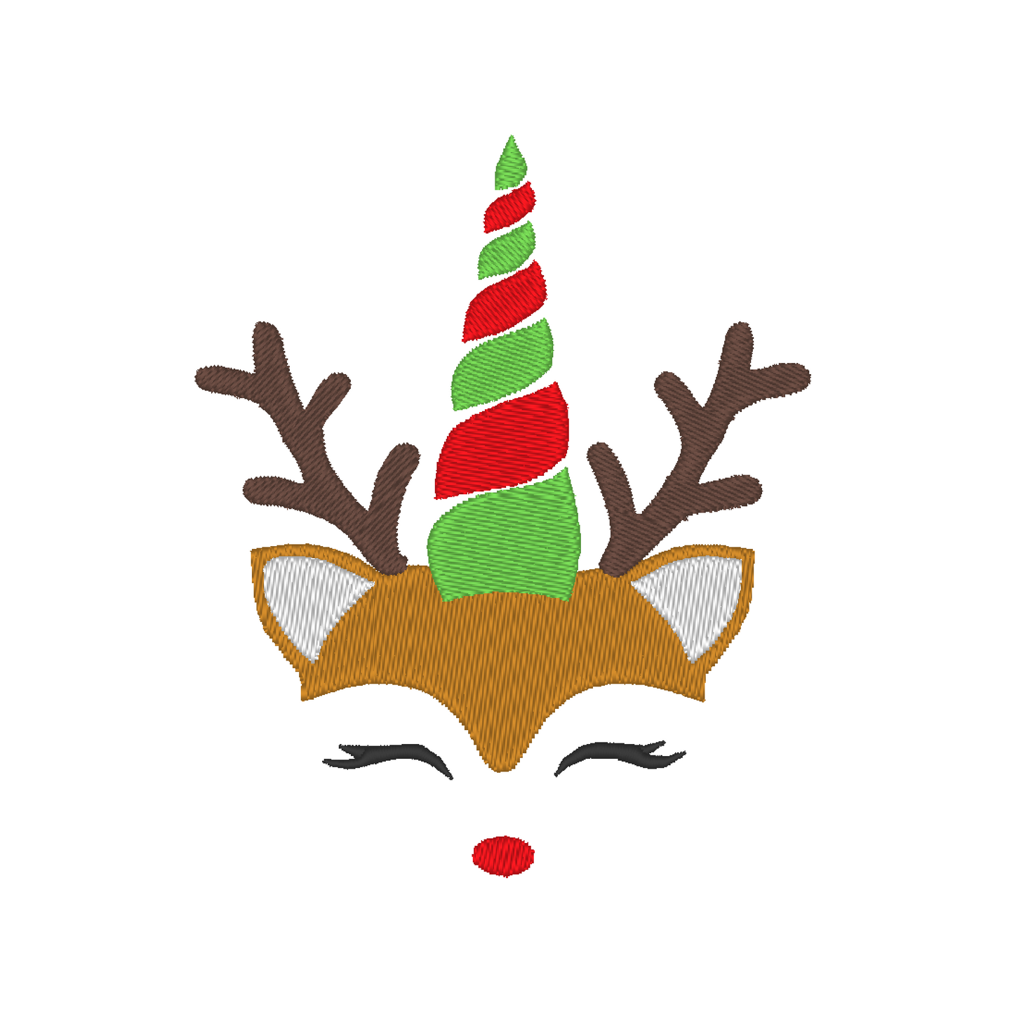 An elegant Christmas Unicorn Embroidery design featuring a deer mask