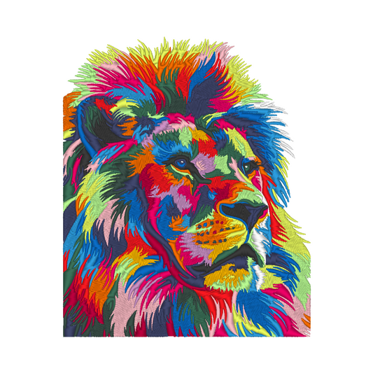 Colorful Lion machine embroidery design