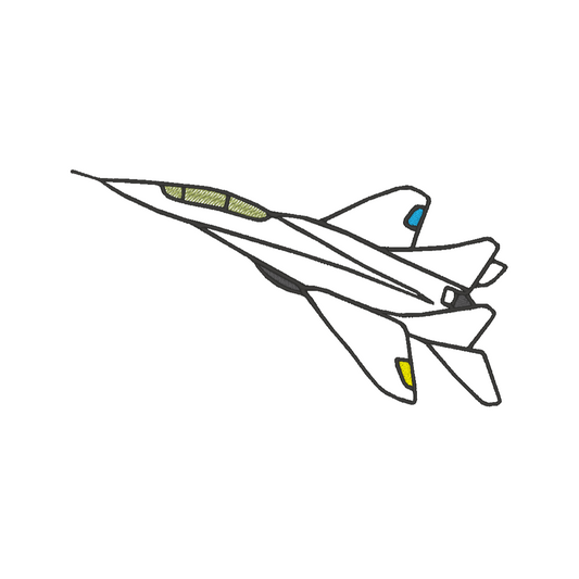 This meticulously crafted machine embroidery design captures the essence of the iconic MiG-29 fighter jet