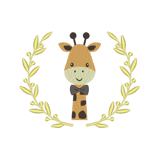 "Giraffe Framed by a Laurel Wreath" machine embroidery design