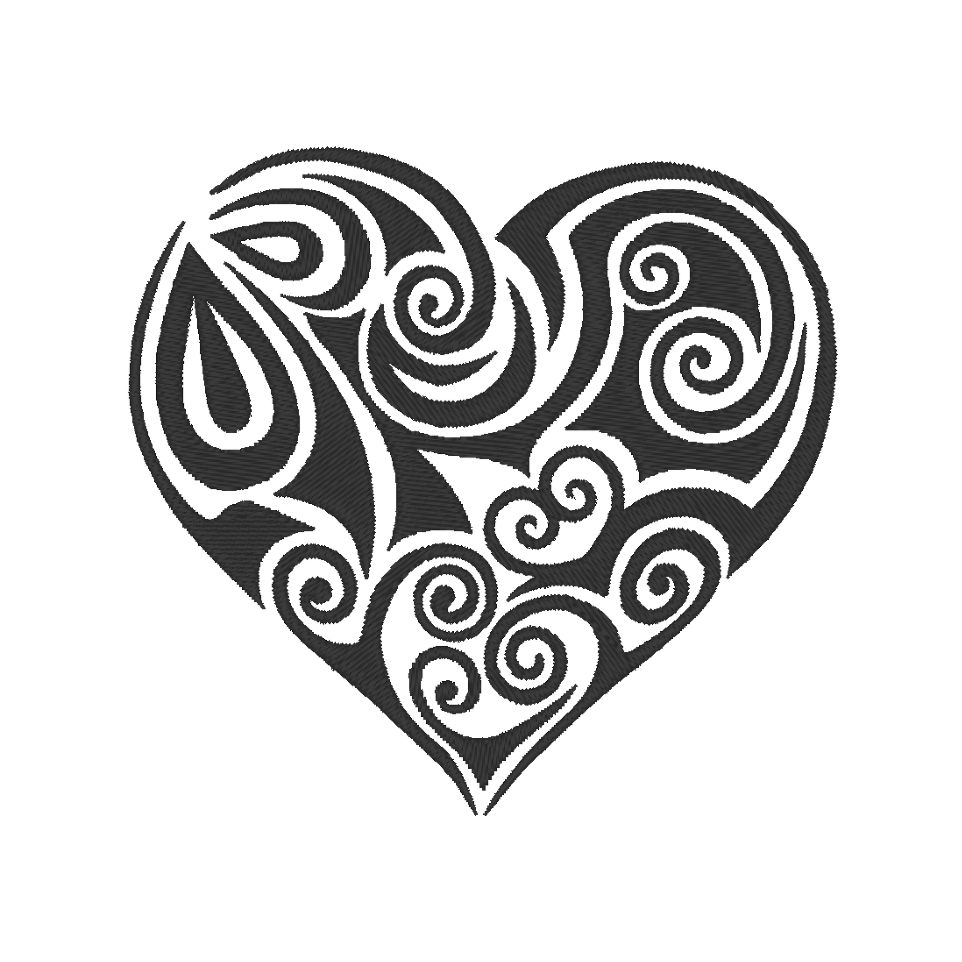 Heart with ornament machine embroidery design