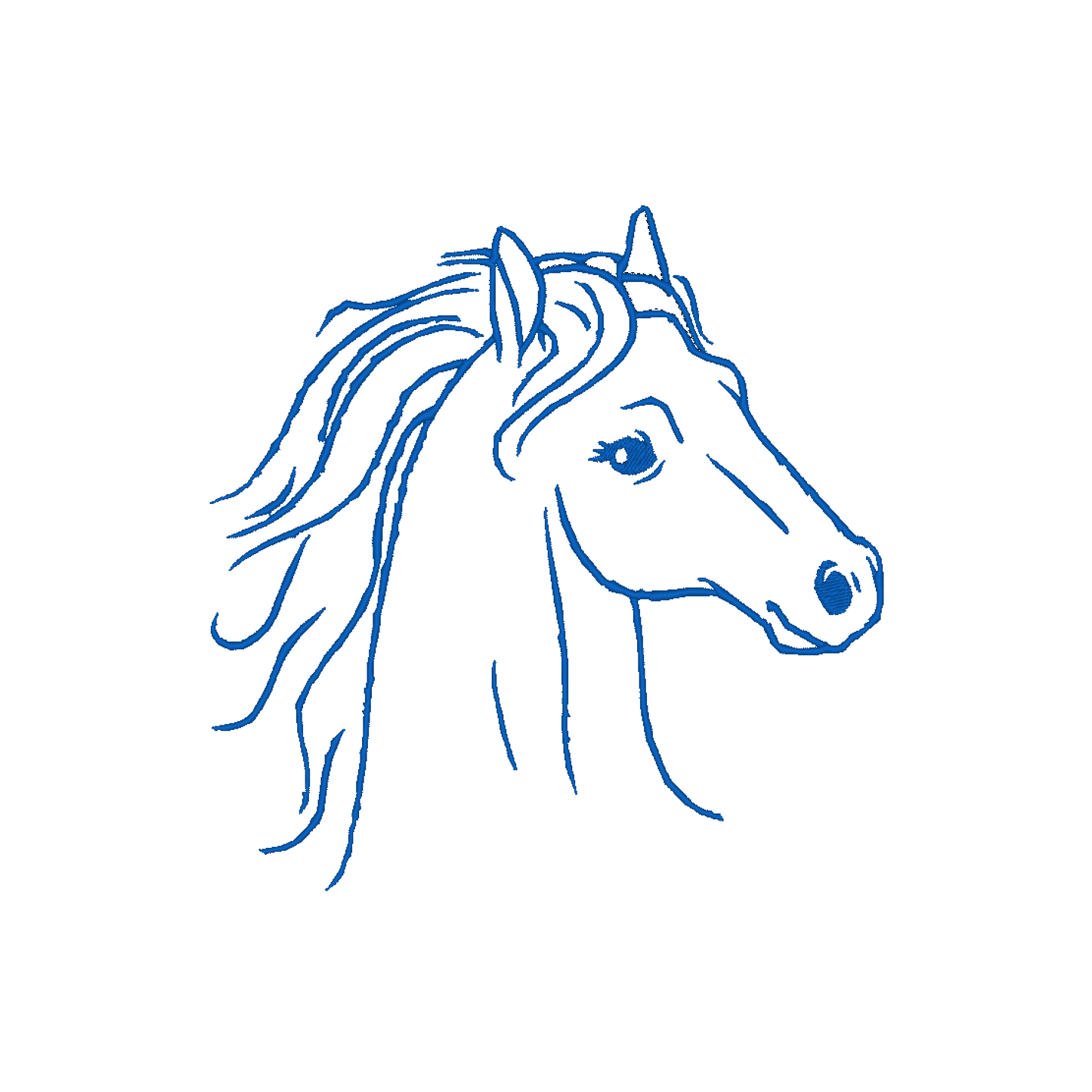 Horse line art machine embroidery design highlighting the grace and strength of horses