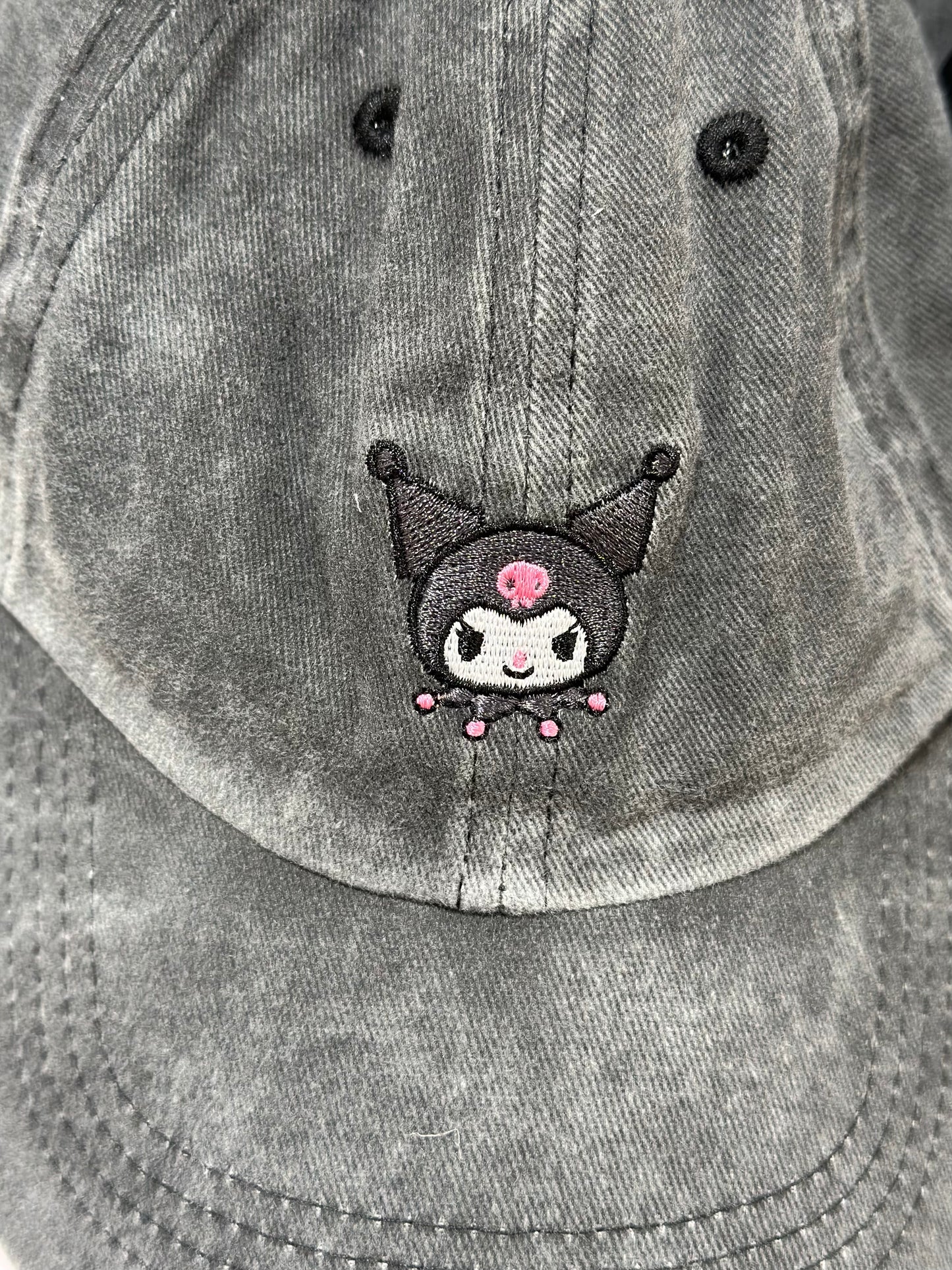 An image of the 'Kuromi Parody Embroidery' design displayed on a cap