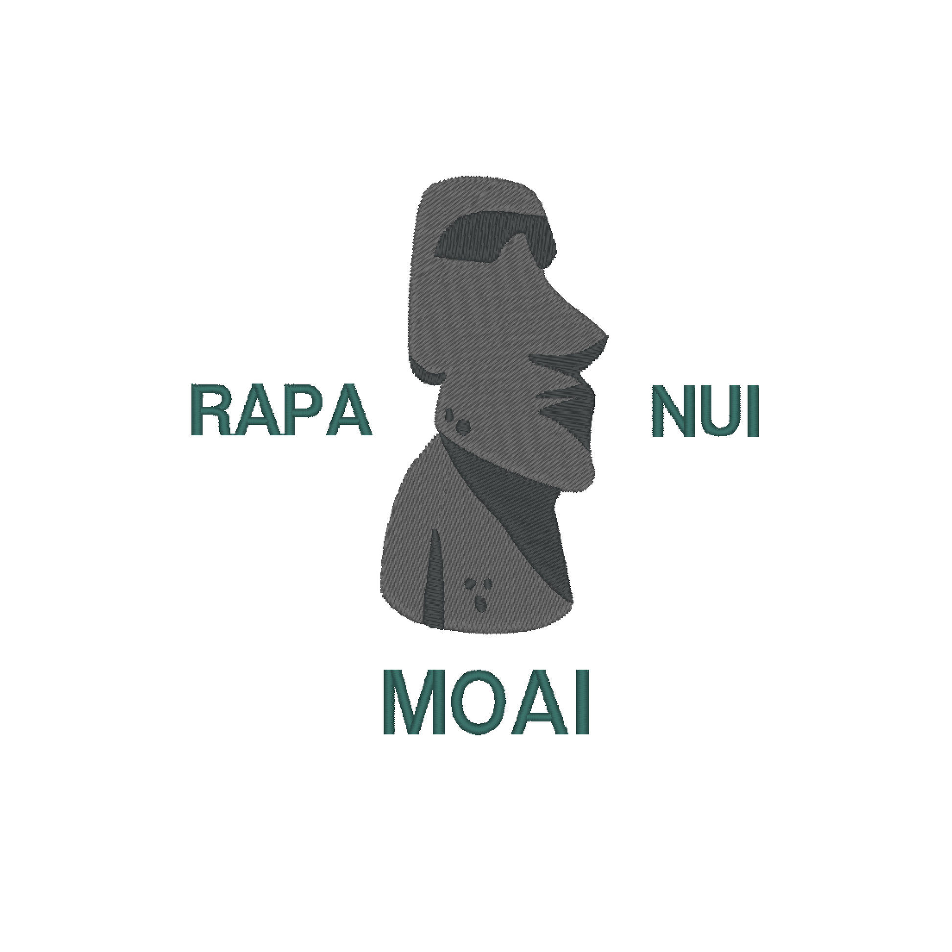 Embroidery Design Featuring the Iconic Moai Statue of Esther Island