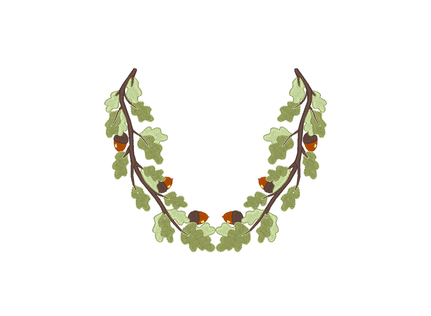 Neckline Oak Tree Branch Embroidery Design