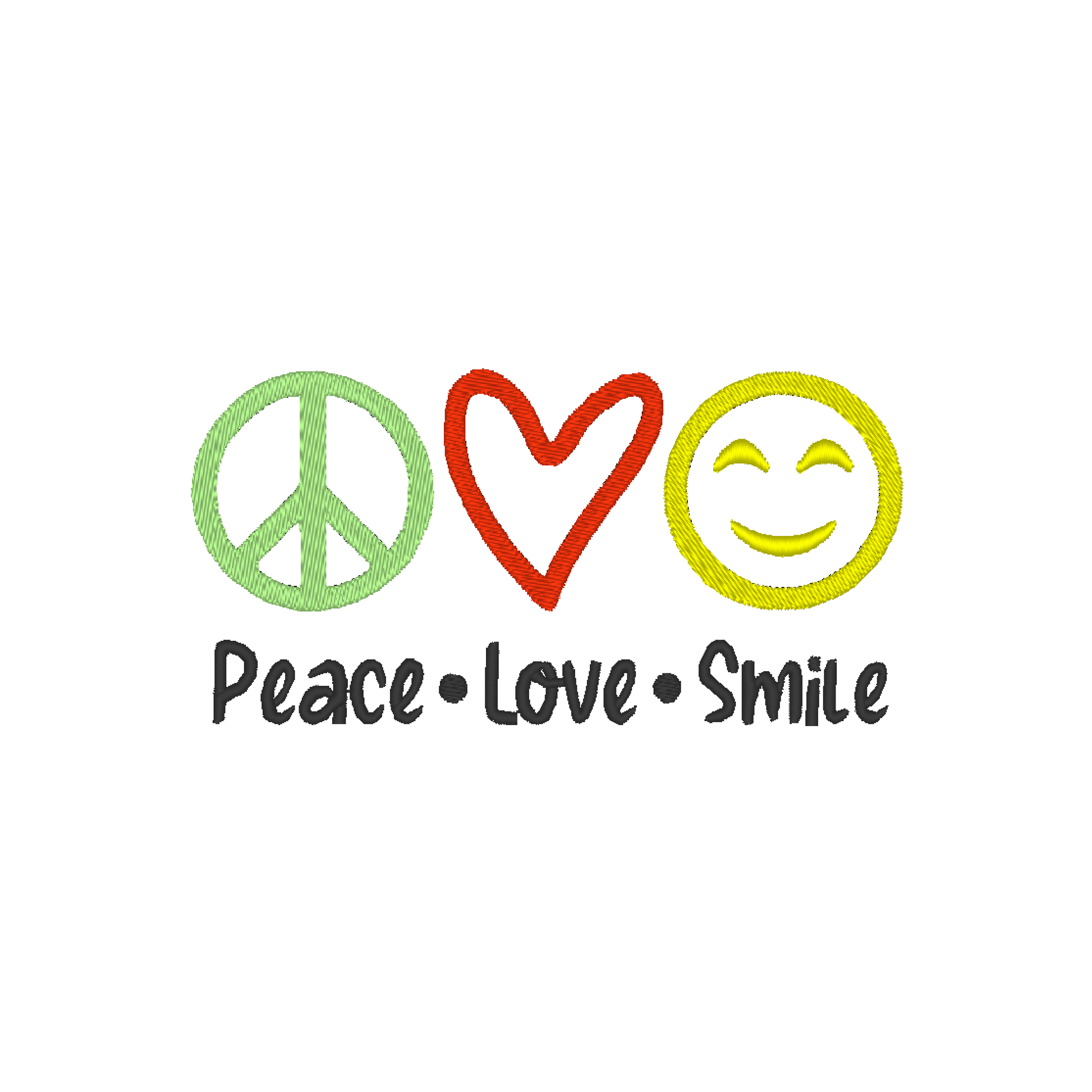 Peace Love Smile Machine Embroidery Design