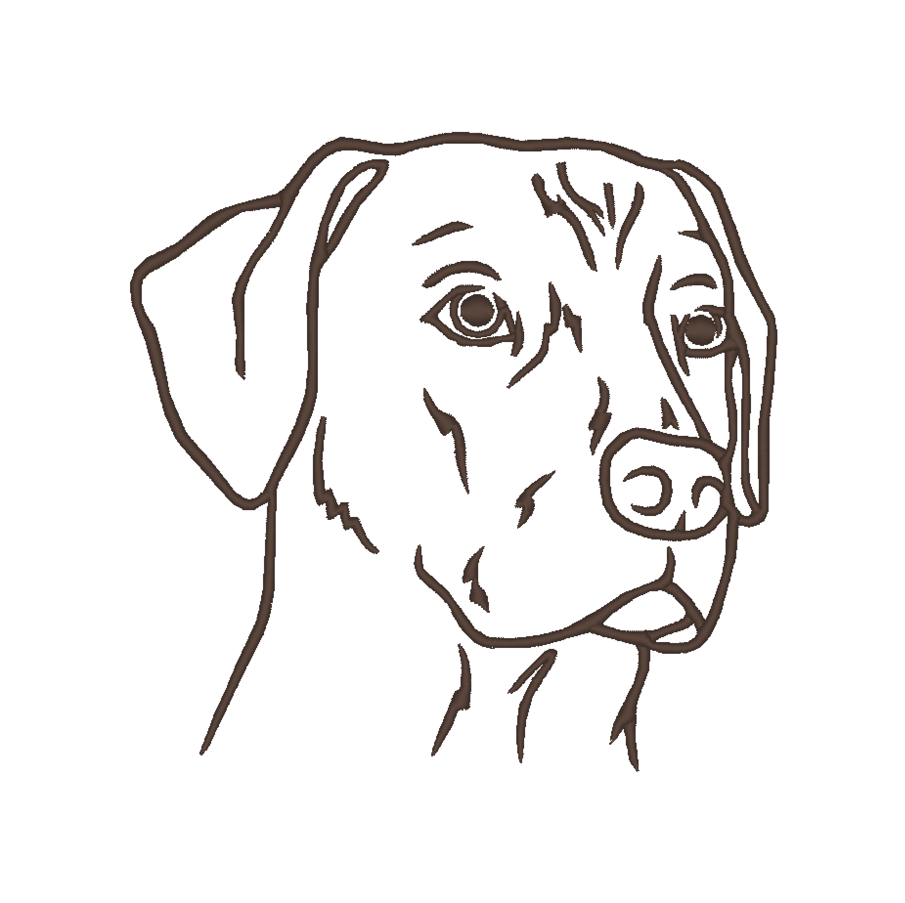 Detailed embroidery design featuring the noble muzzle of a Rhodesian Ridgeback