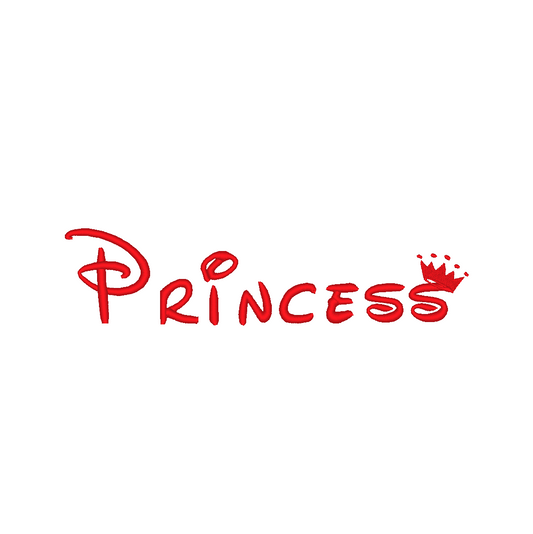 Princess machine embroidery design resembling Disney font