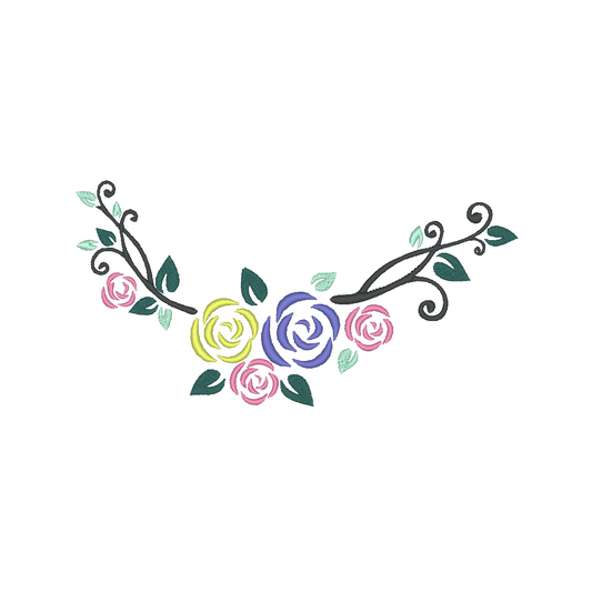 Floral Neckline Machine Embroidery Design