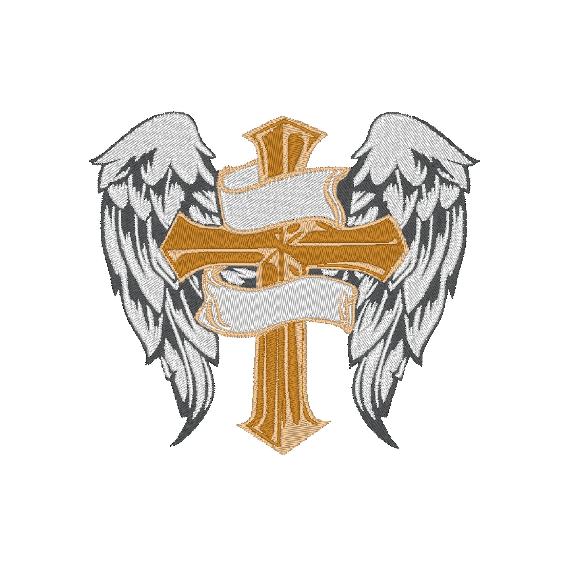 Christian Cross With Angel Wings machine embroidery design
