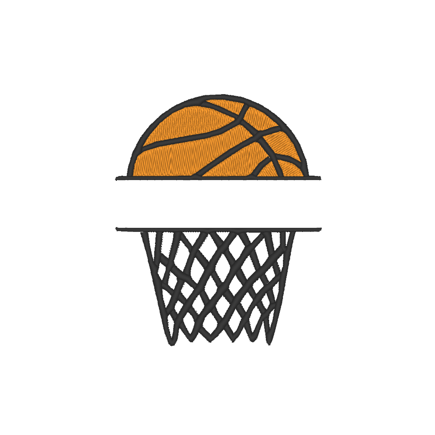 Basketball ball & hoop Logo machine emboidery design