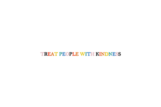 Machine embroidered design featuring the phrase 'Treat People With Kindness'