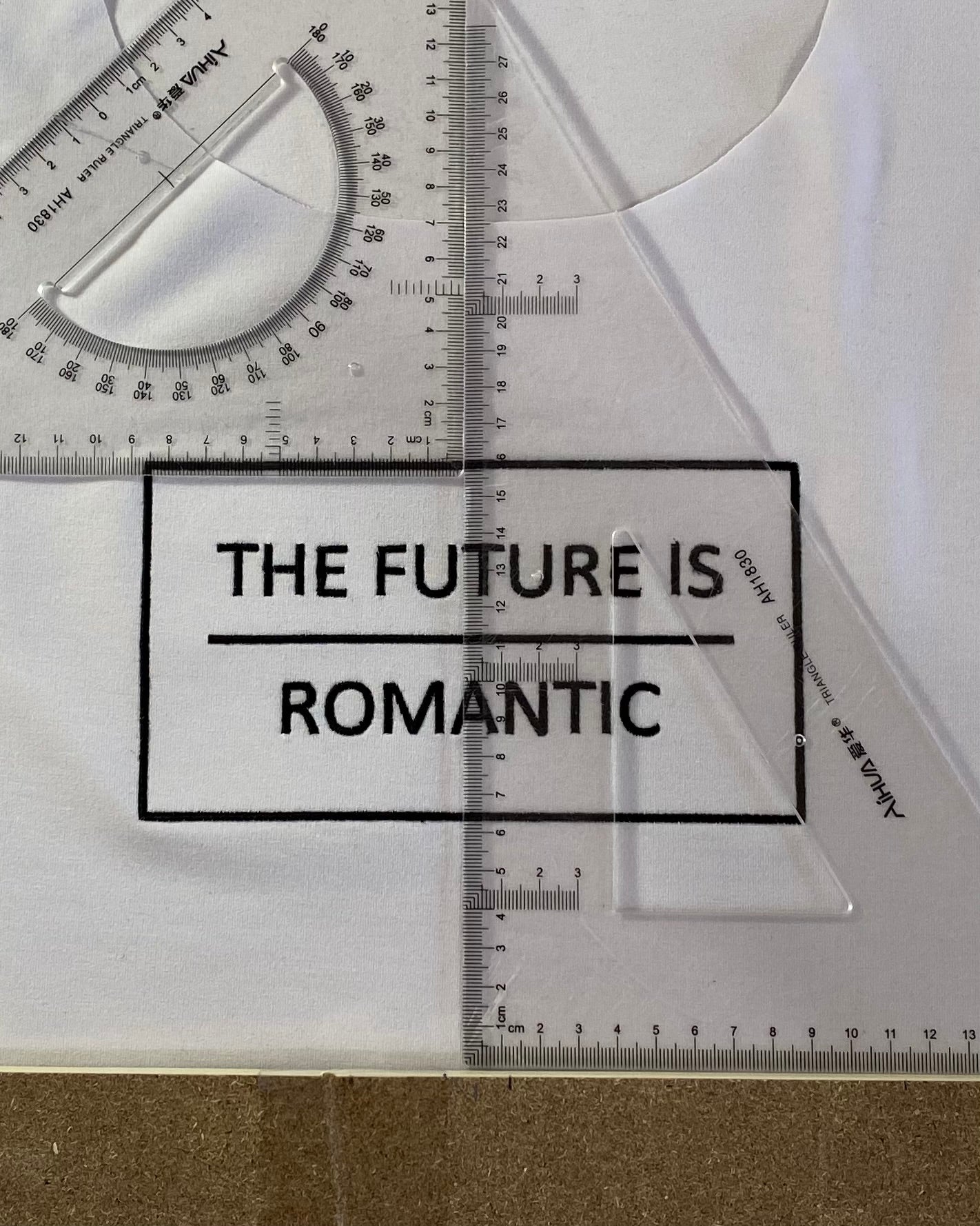 Machine embroidery design featuring the phrase 'The Future is Romantic'