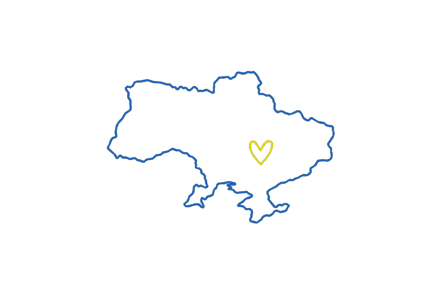 Profilo della mappa dell'Ucraina Cuore