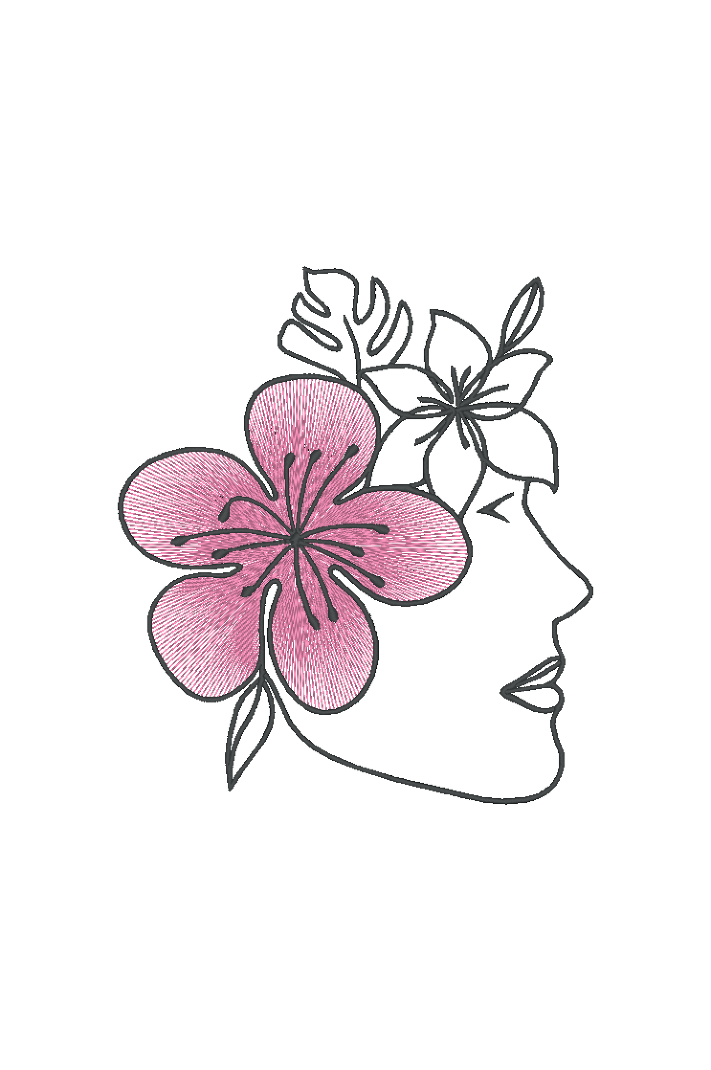 Woman face with flower line art 3