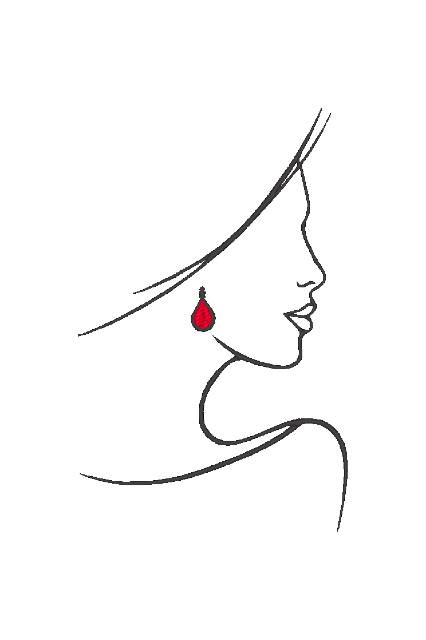 Woman face with ring line art