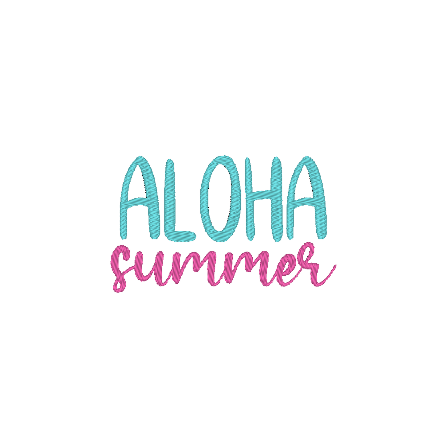 Machine embroidery design featuring the text 'Aloha Summer'