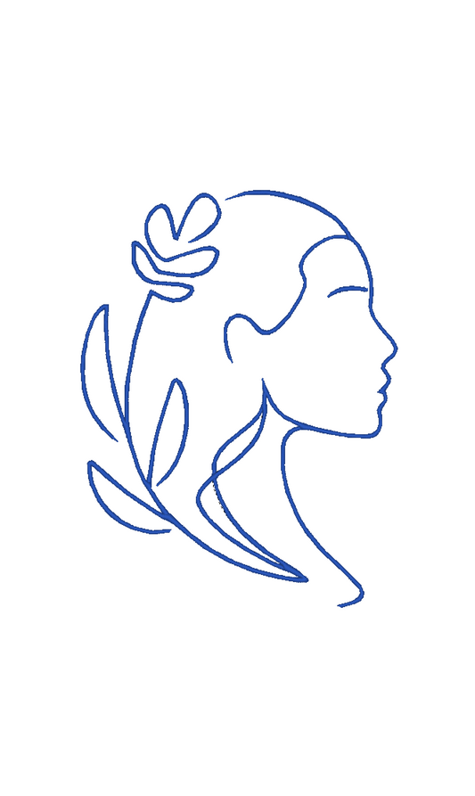 Woman face with flower line art